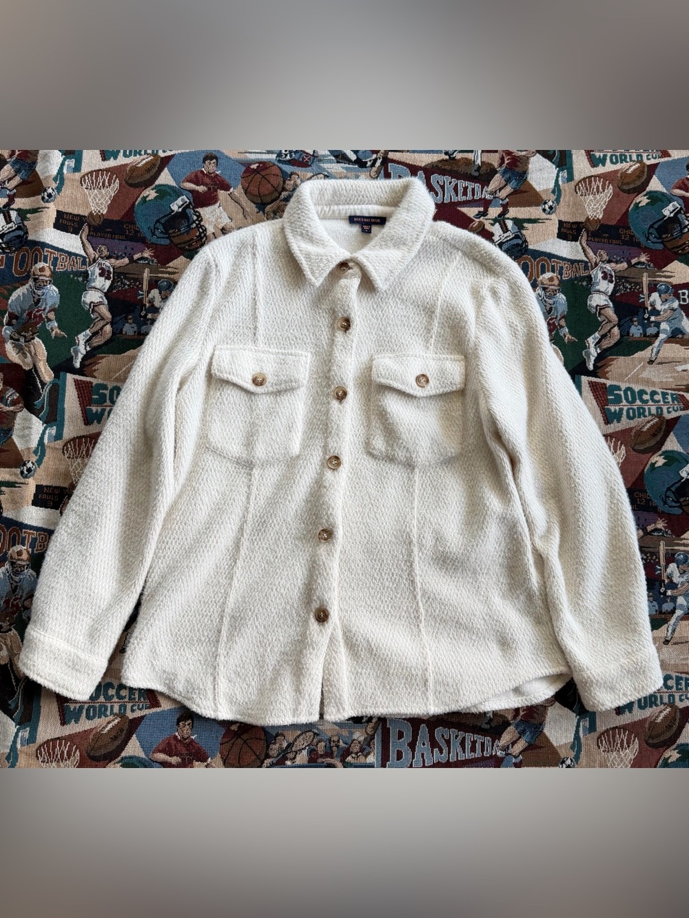 Women’s Skies Are Blue White Flannel Button Up Shirt